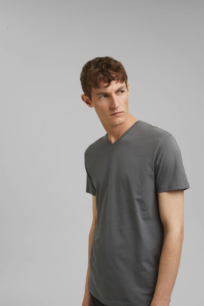 Jersey-T-shirt i 100% bomull, DARK GREY, overview