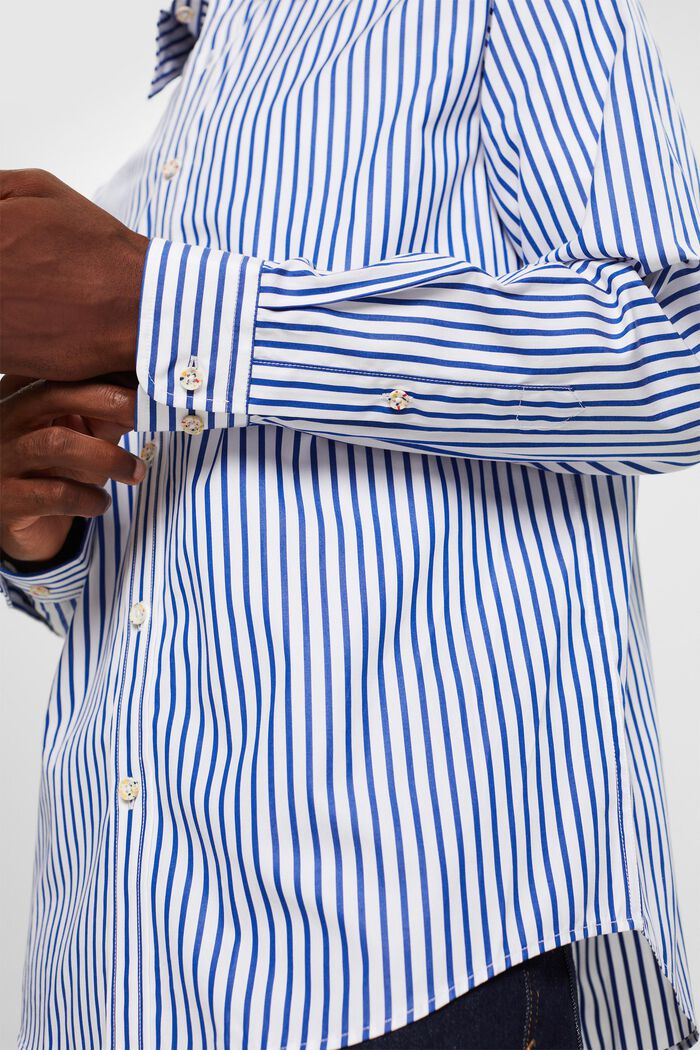 Randig skjorta i bomullspoplin, BRIGHT BLUE, detail image number 5