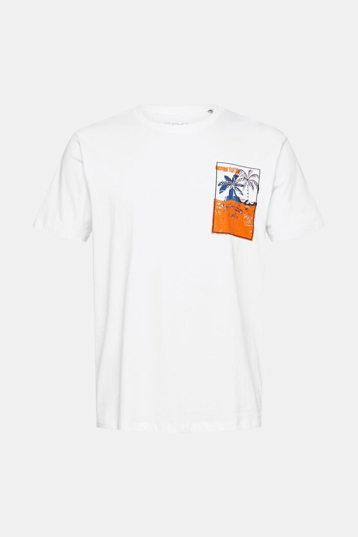 T-shirt i jersey med tryck, WHITE, overview