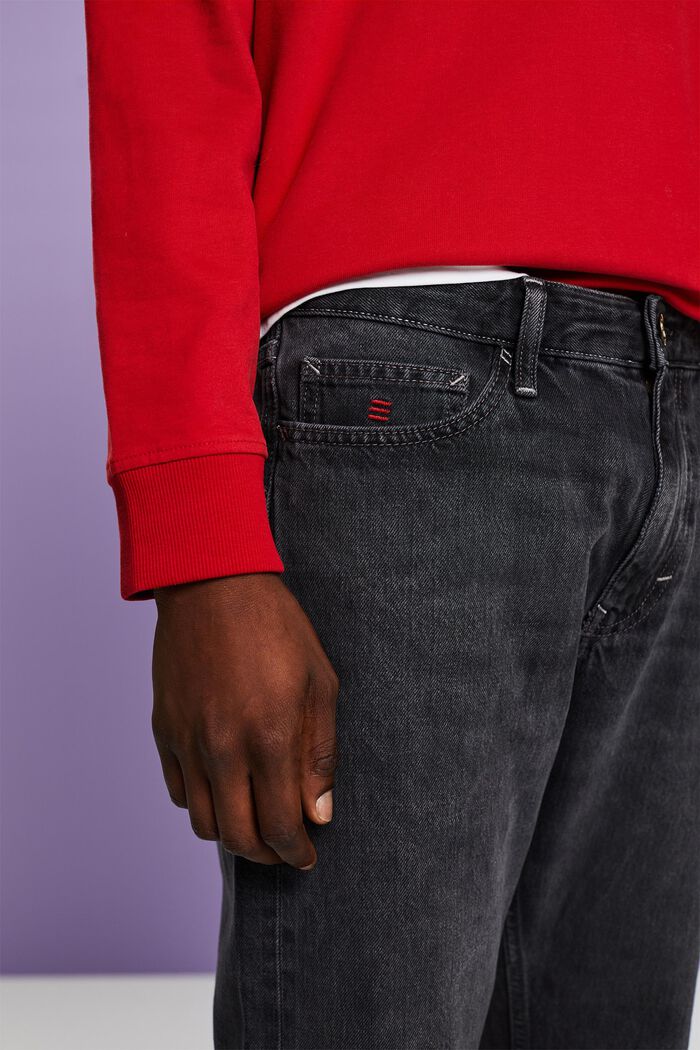 Raka jeans med medelhög midja, GREY DARK WASHED, detail image number 4