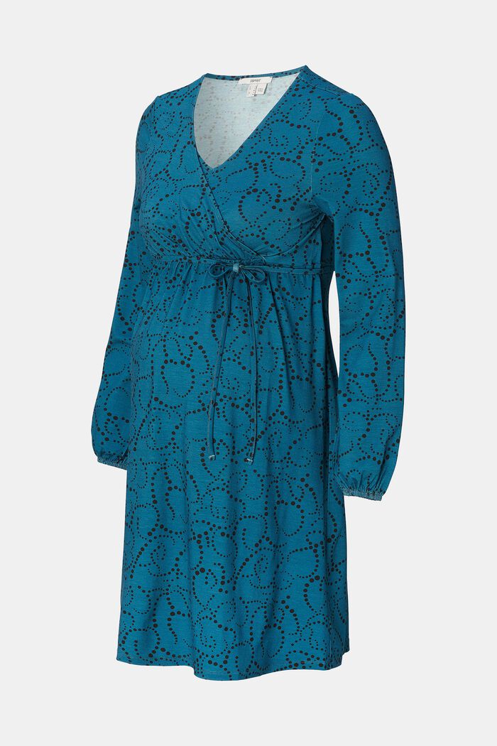 Mönstrad klänning i jersey, LENZING™ ECOVERO™, BLUE CORAL, detail image number 6