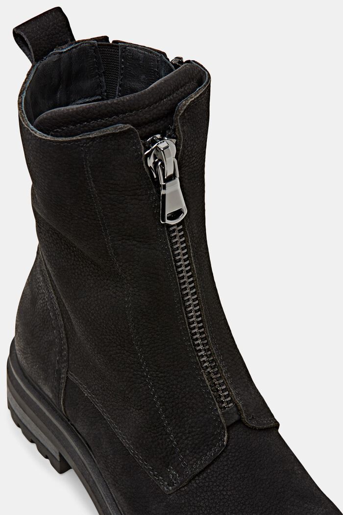 Boots med dragkedja, äkta skinn, BLACK, detail image number 3