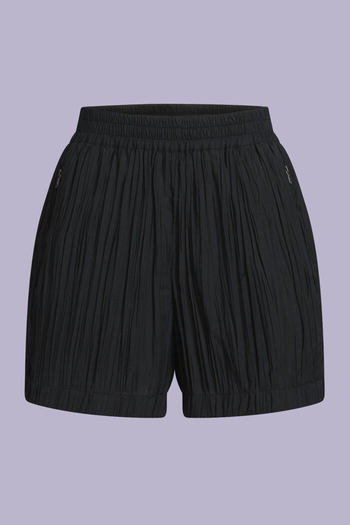 Veckade shorts med hög midja, BLACK, detail image number 6