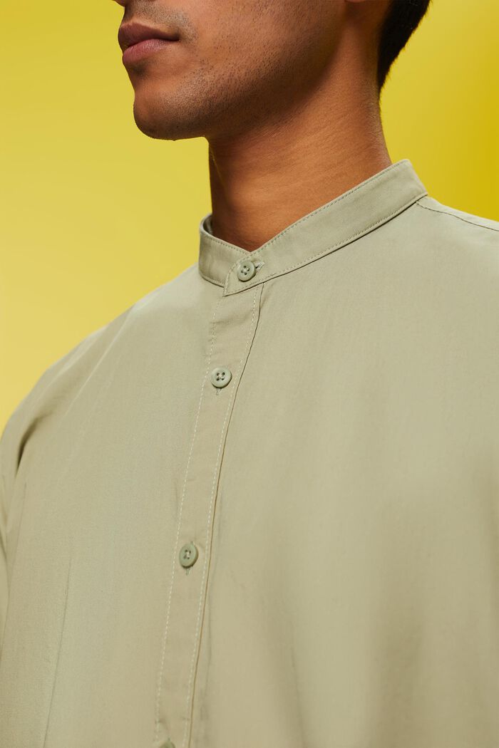 Bomullsskjorta med ståkrage, LIGHT GREEN, detail image number 2