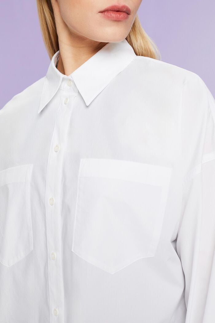 Helknäppt skjorta i bomullspoplin, WHITE, detail image number 3