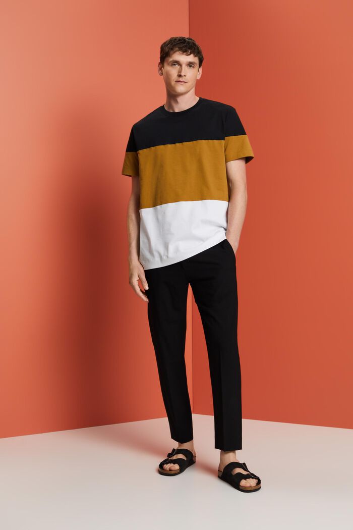 T-shirt med färgblock, 100% bomull, BLACK, detail image number 1