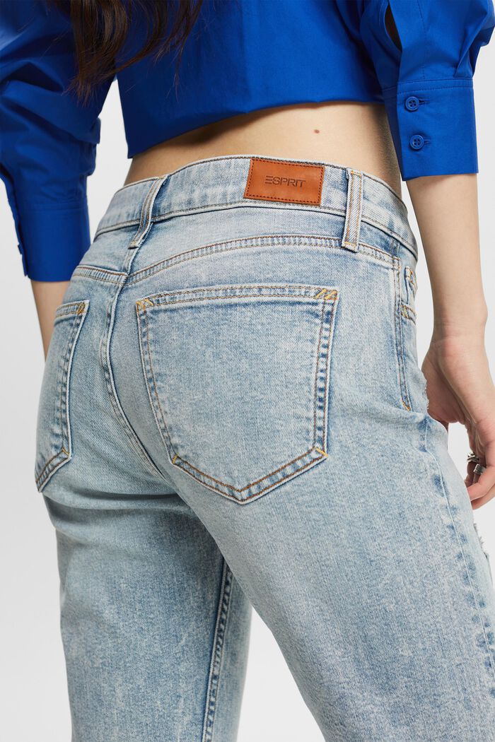 Raka jeans med medelhög midja, BLUE LIGHT WASHED, detail image number 3