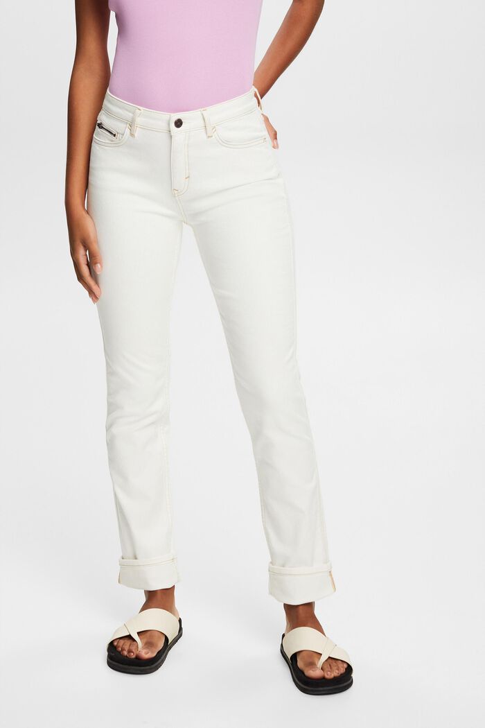 Jeans med raka ben och hög midja, OFF WHITE, detail image number 0