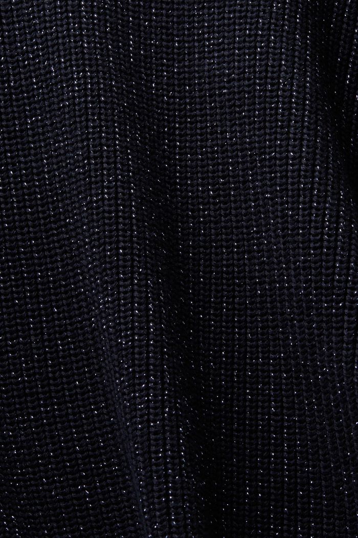 Ribbstickad tröja i lamé, NAVY, detail image number 4