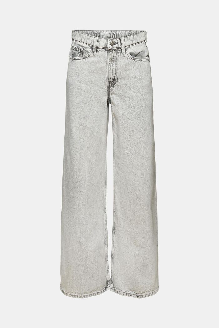 Retro-jeans med vida ben och hög midja, GREY LIGHT WASHED, detail image number 6