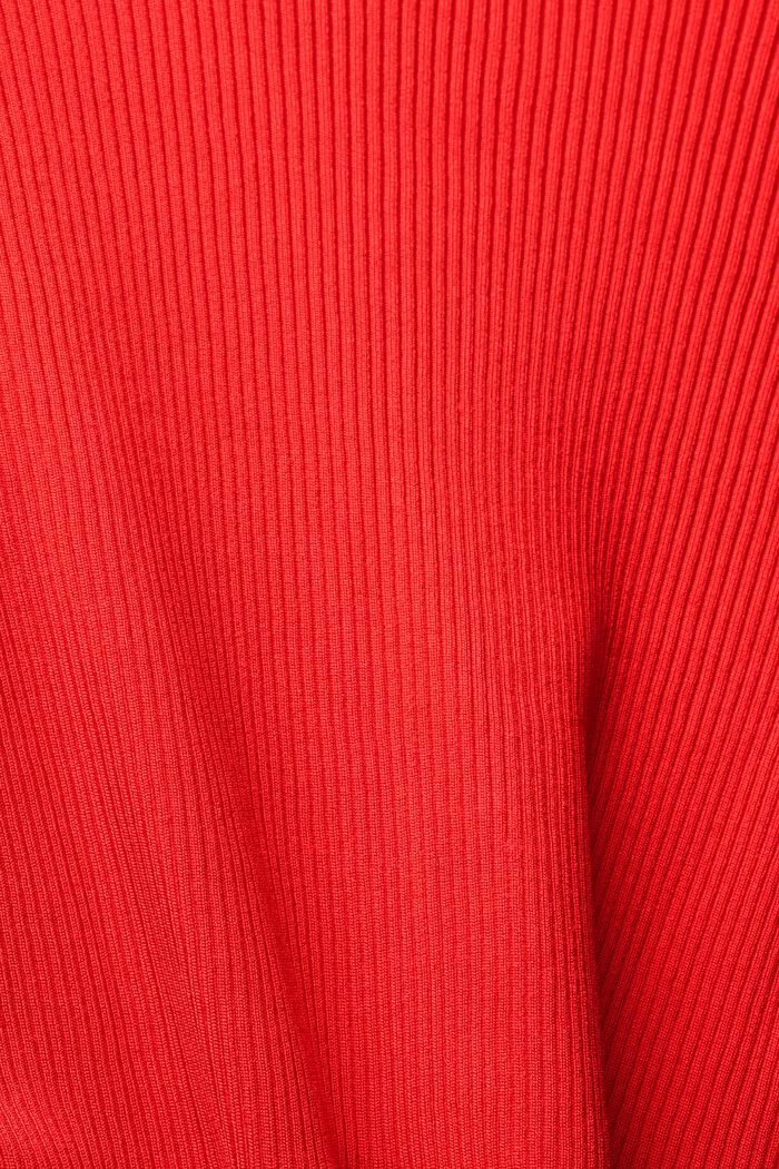 Ribbad kofta med T-shirt-ärm, RED, detail image number 4