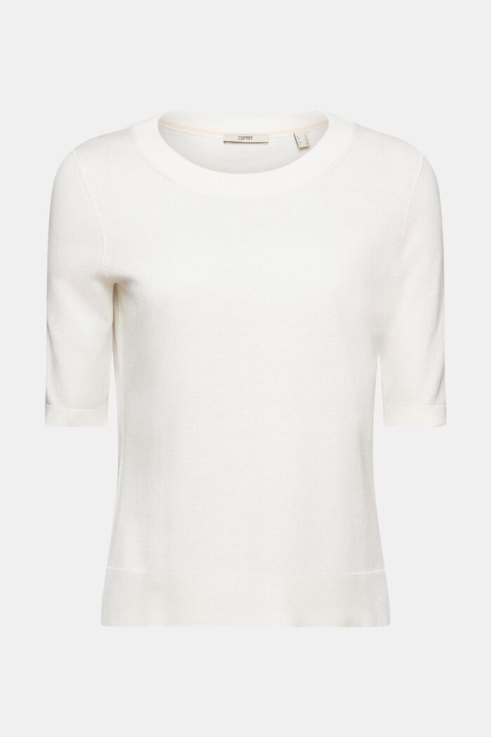 Kortärmad stickad tröja, OFF WHITE, detail image number 6