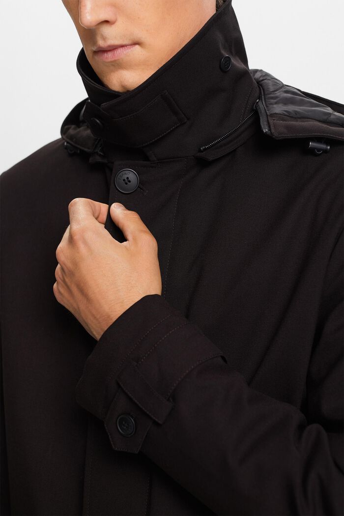 Återvunnet: vadderad kappa med avtagbar huva, BLACK, detail image number 2
