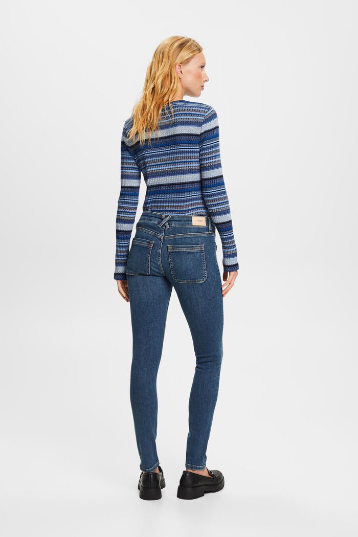 Skinny mid-rise jeans, BLUE DARK WASHED, detail image number 3
