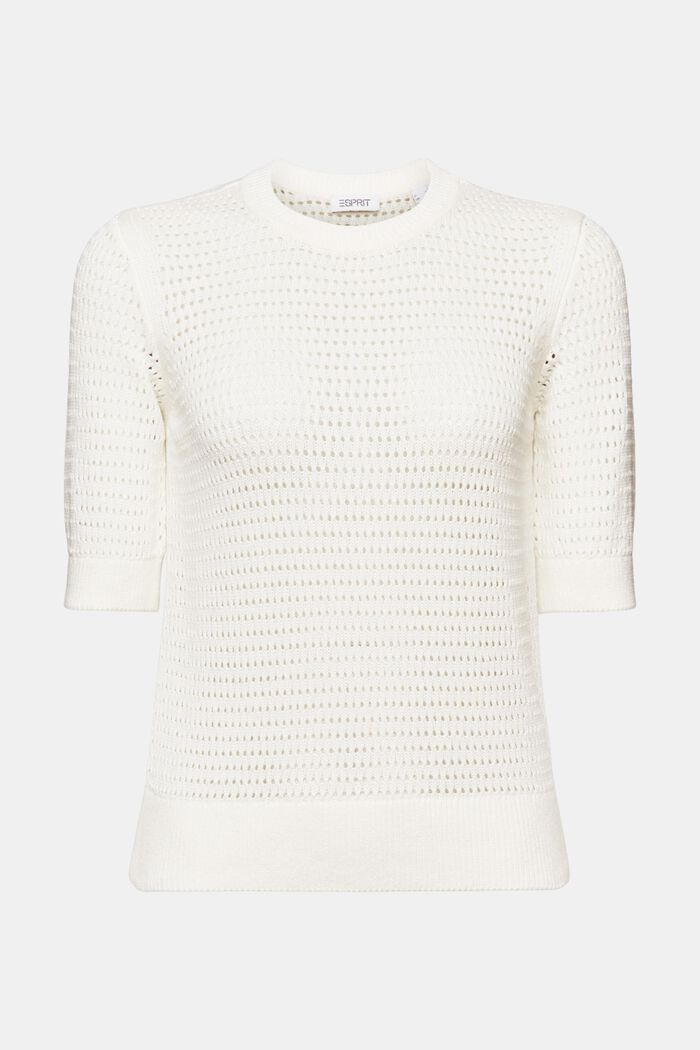 Kortärmad tröja i mesh, OFF WHITE, detail image number 6