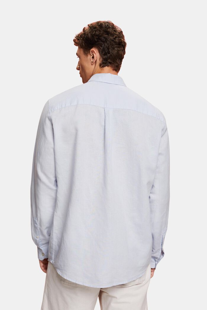 Button down-skjorta i blandad bomull och linne, LIGHT BLUE, detail image number 3