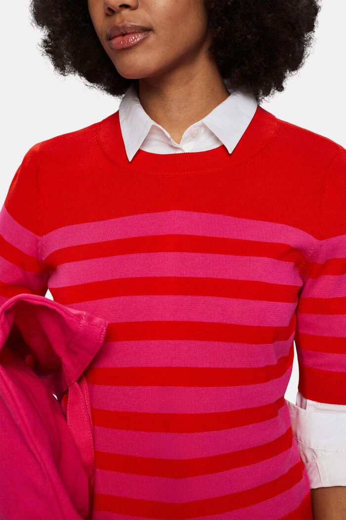Randig sweatshirt med rund ringning, RED, detail image number 2