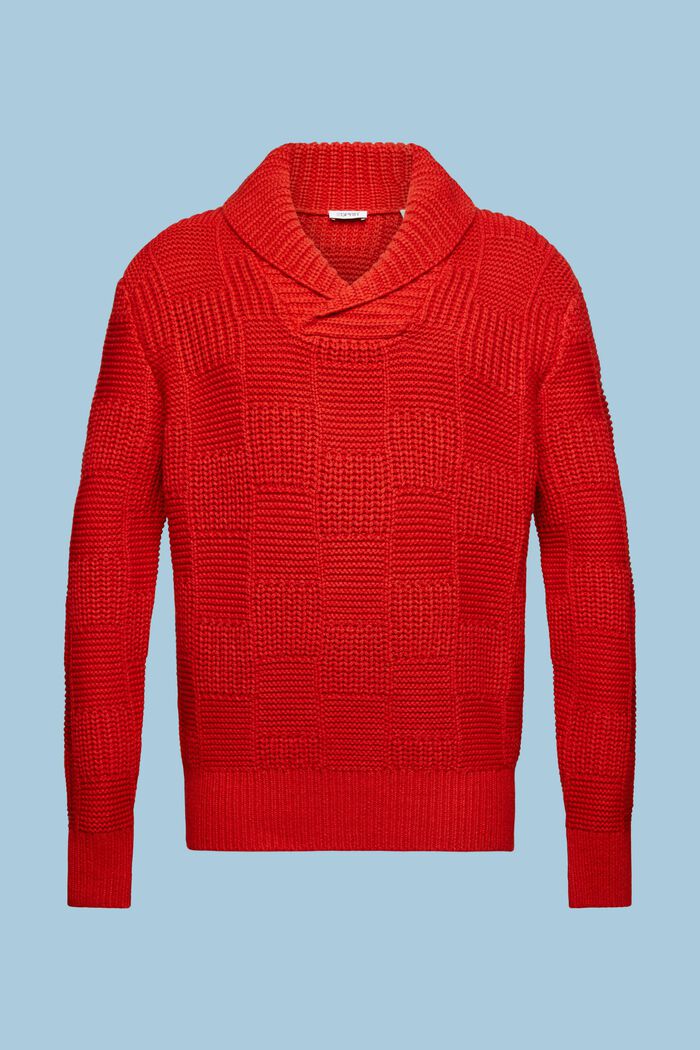 Grovstickad tröja med sjalkrage, DARK RED, detail image number 6