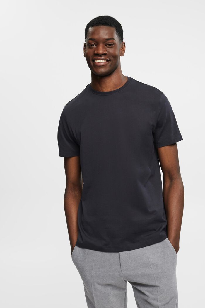 T-shirt i pimabomull med smal passform, BLACK, detail image number 0