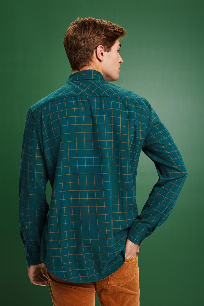 Rutig flanellskjorta med normal passform, EMERALD GREEN, detail image number 2