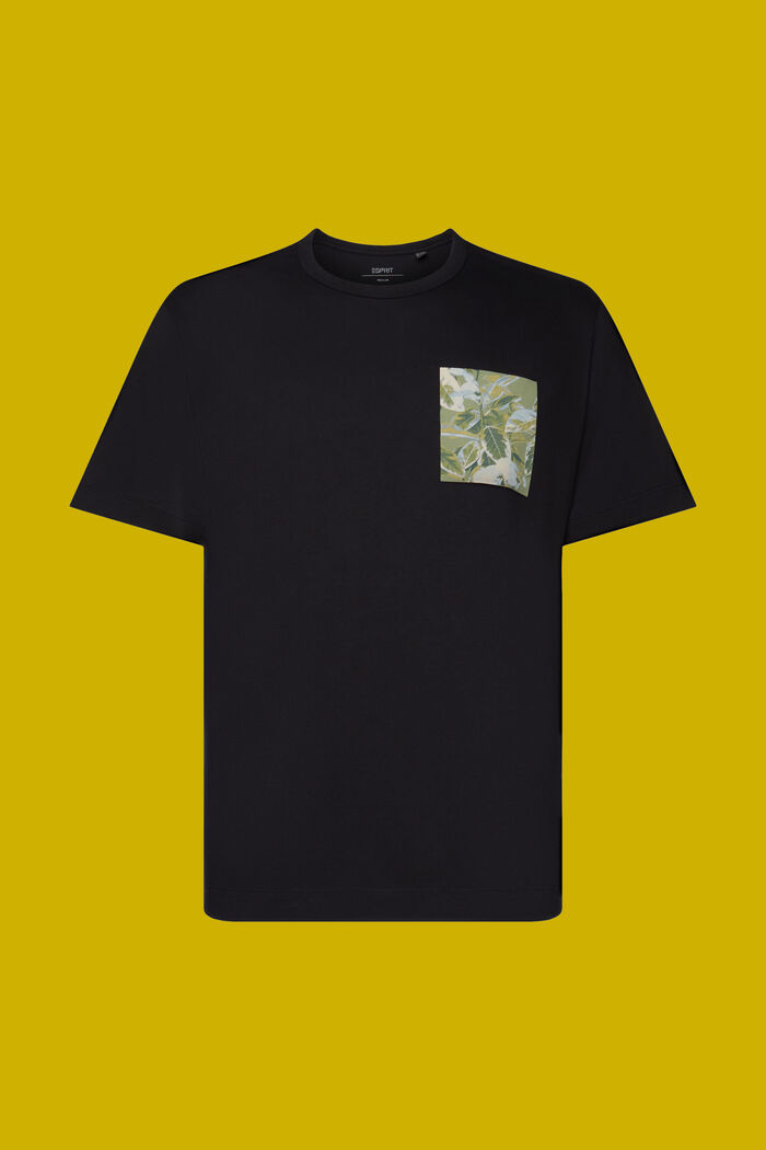 T-shirt i jersey med tryck på bröstet, 100 % bomull, BLACK, detail image number 7