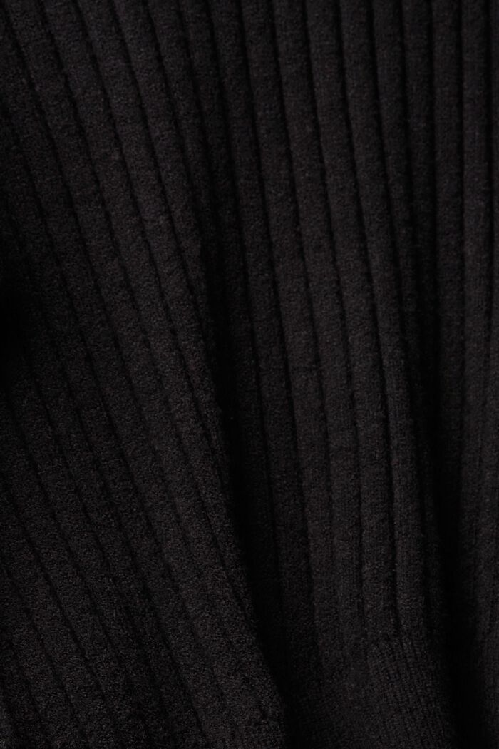 Ribbad tröja med halvpolokrage, BLACK, detail image number 4