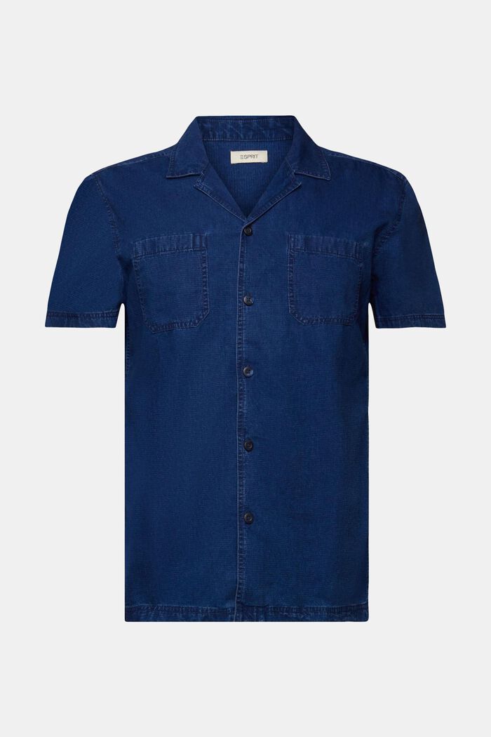 Kortärmad jeansskjorta, 100% bomull, BLUE DARK WASHED, detail image number 7
