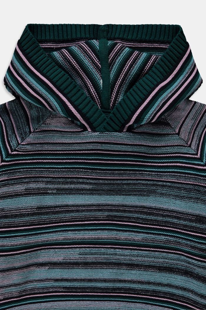 Stickad huvtröja med randigt mönster, AQUA GREEN, detail image number 2