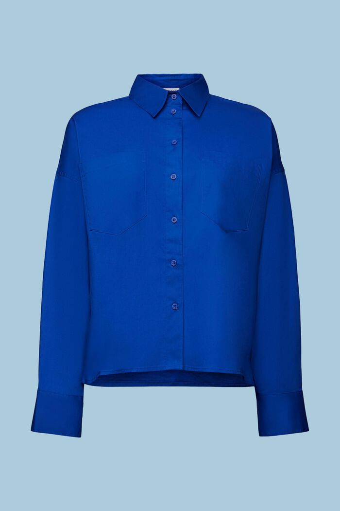 Helknäppt skjorta i bomullspoplin, BRIGHT BLUE, detail image number 6