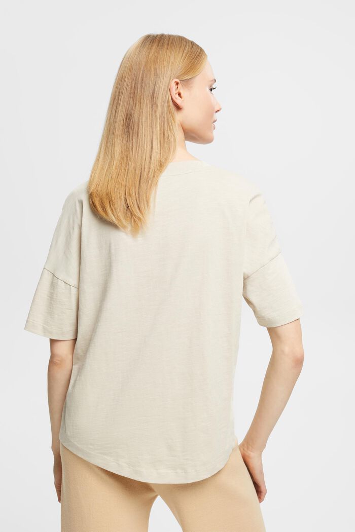 Bomulls-T-shirt med geometriskt mönster, LIGHT TAUPE, detail image number 3