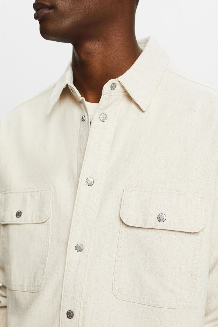 Långärmad skjortjacka i utilitystil, OFF WHITE, detail image number 3