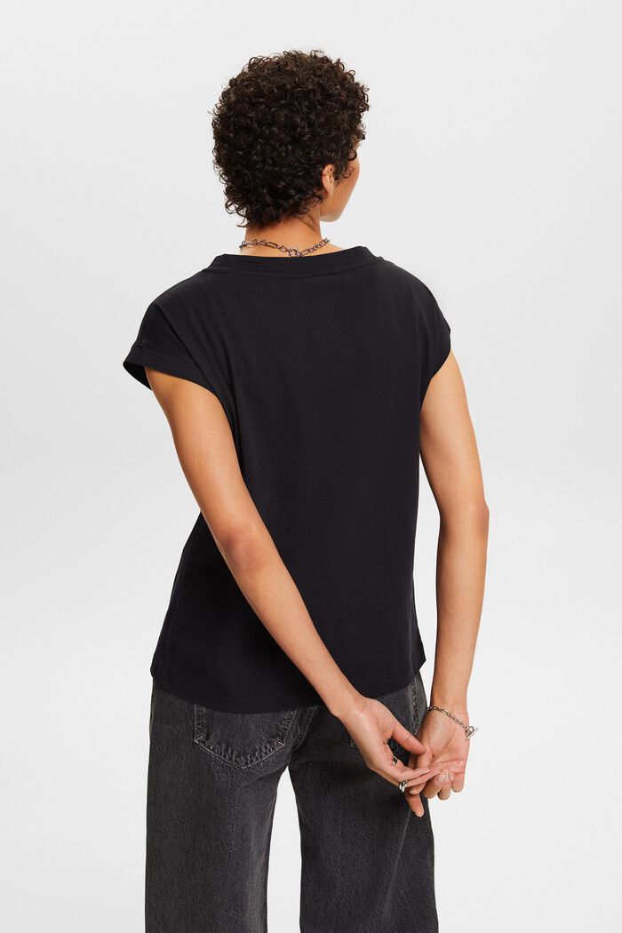 V-ringad T-shirt, BLACK, detail image number 2