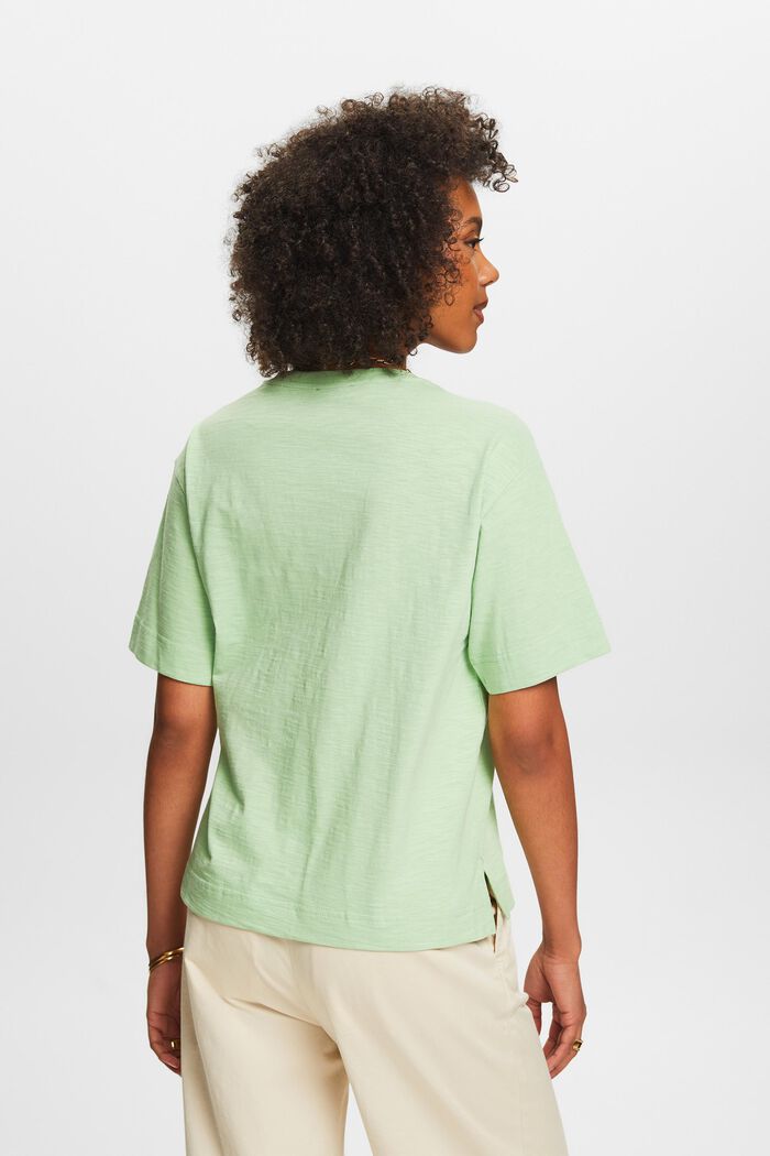 V-ringad T-shirt med slubstruktur, LIGHT GREEN, detail image number 2