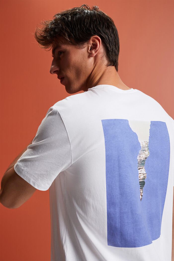 T-shirt med tryck bak, 100% bomullsjersey, WHITE, detail image number 4
