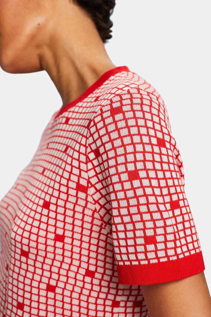 Sweatshirt i jacquard med rund ringning, RED, detail image number 3
