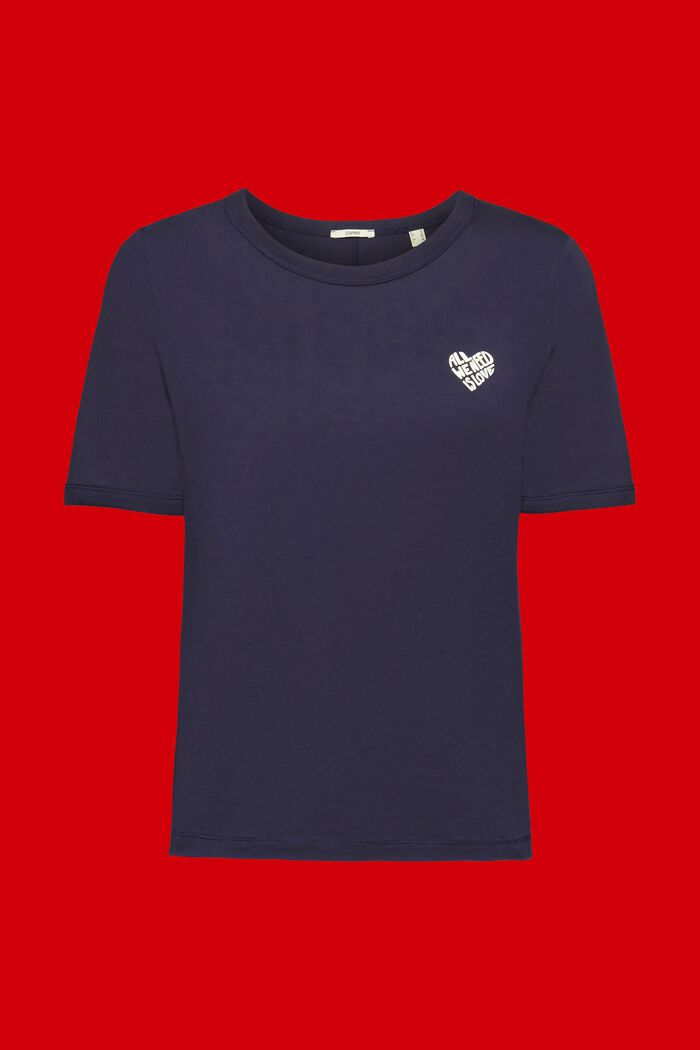 T-shirt i bomull med hjärtformad logo, NAVY, detail image number 5