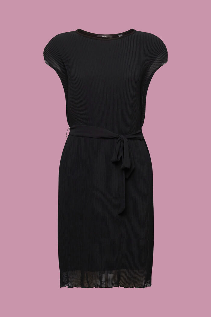 Plisserad klänning utan ärm, LENZING™ ECOVERO™, BLACK, detail image number 6