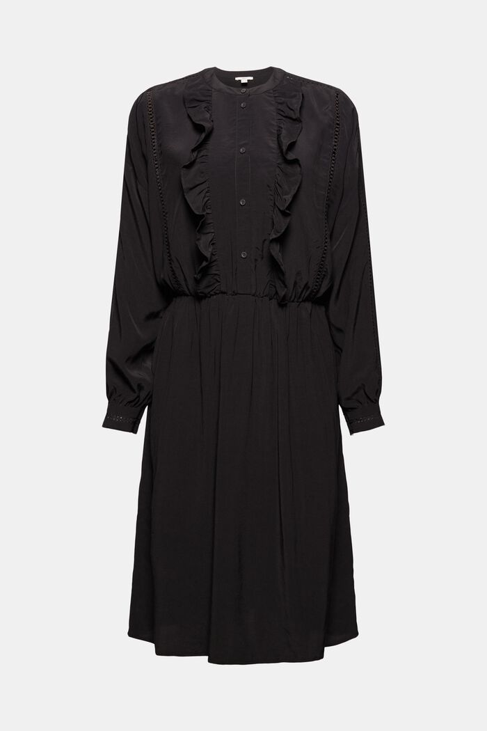 Klänning med virkad spets, LENZING™ ECOVERO™, BLACK, detail image number 6