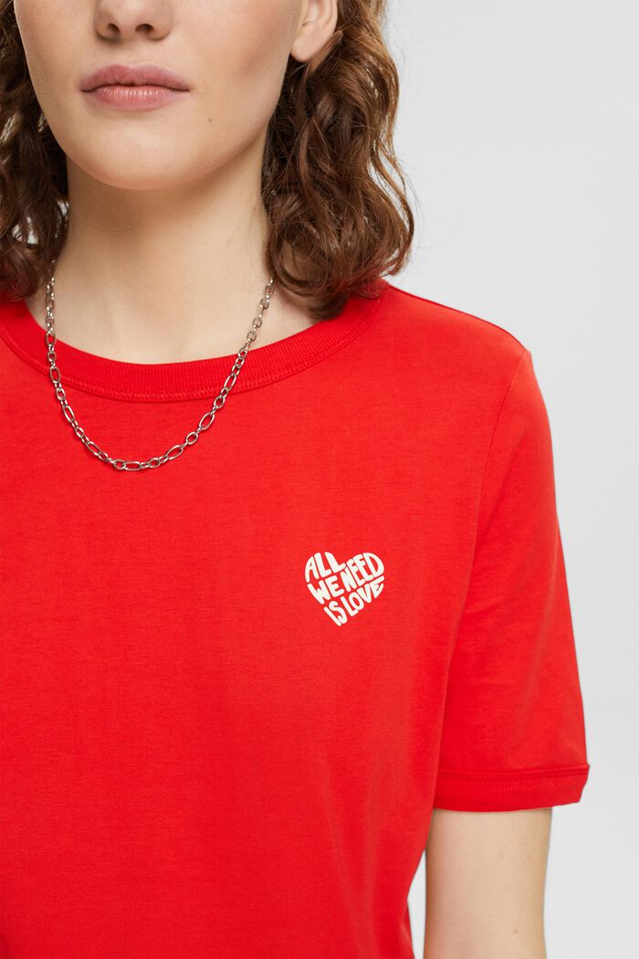 T-shirt i bomull med hjärtformad logo, RED, detail image number 2