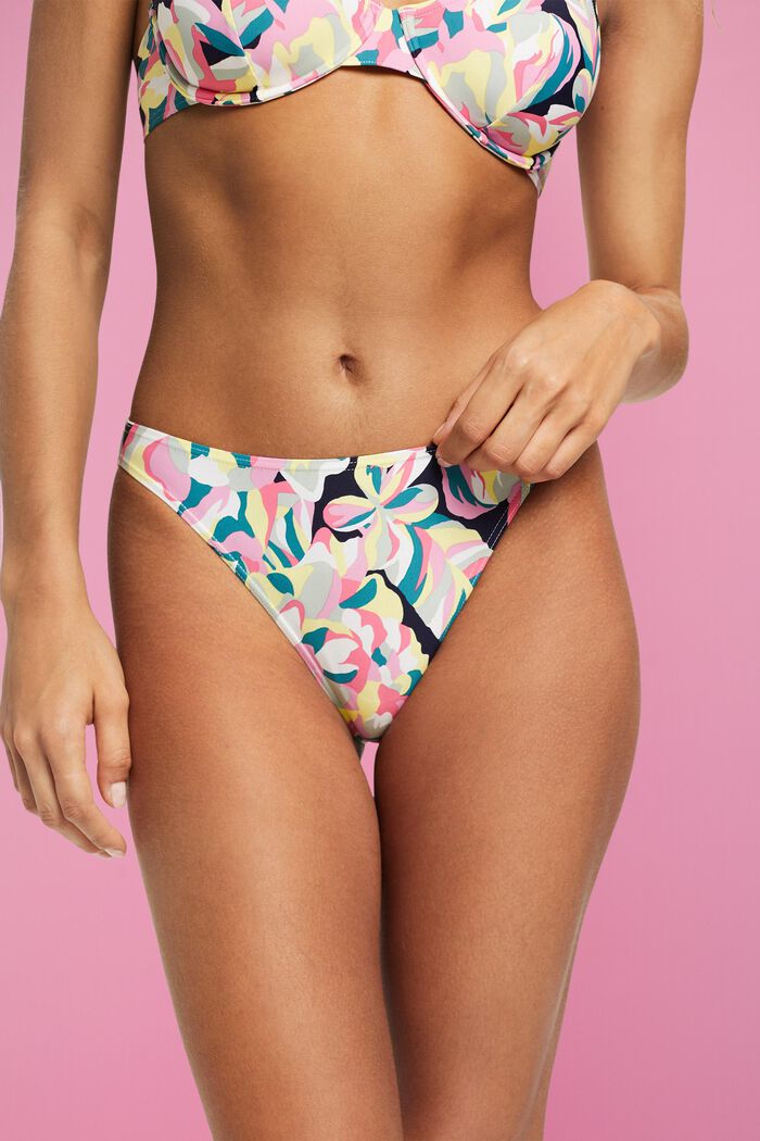 Carilo beach bikiniunderdel med blomtryck, NAVY, detail image number 1
