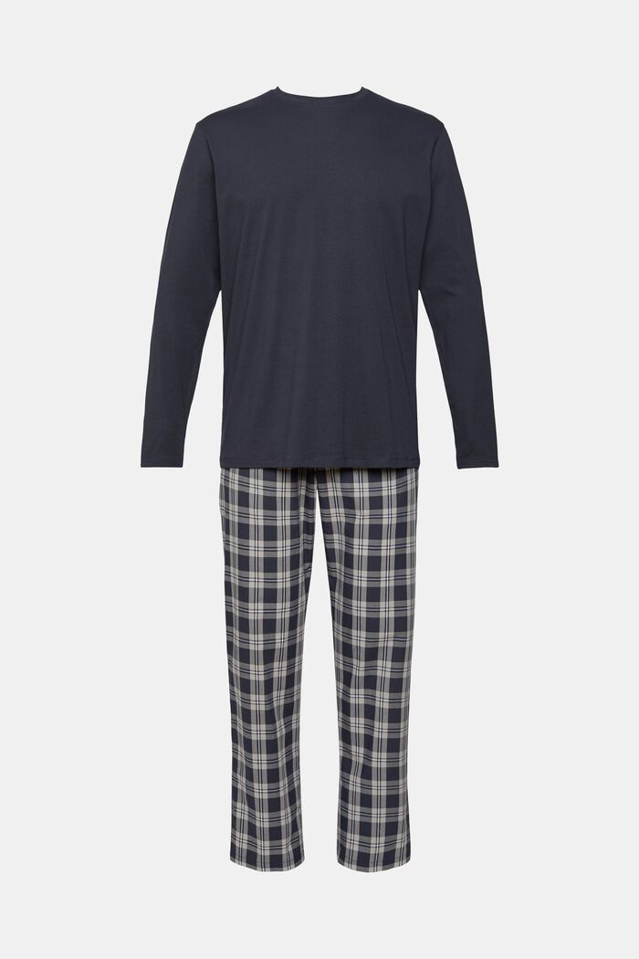 Pyjamas med rutig byxa, NAVY, detail image number 6
