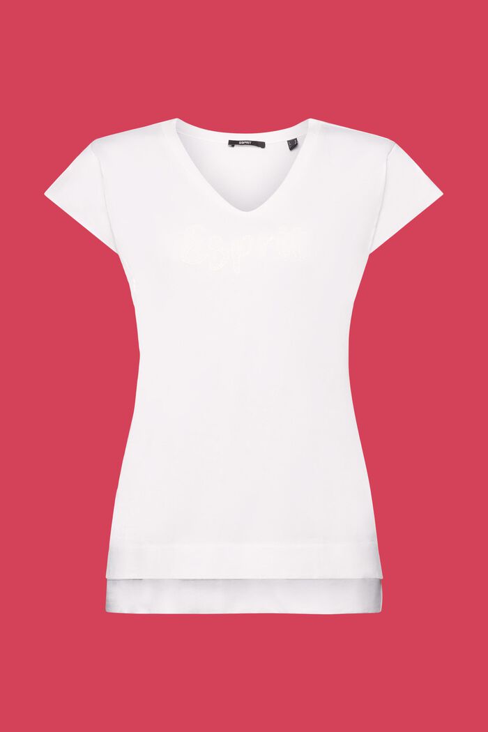 T-shirt med tryck ton-i-ton, 100 % bomull, WHITE, detail image number 7