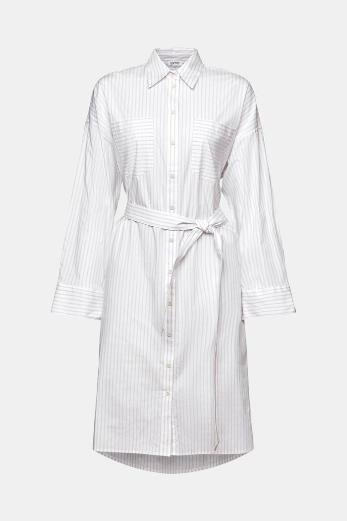 Randig skjortklänning i poplin, LIGHT GREY, detail image number 5