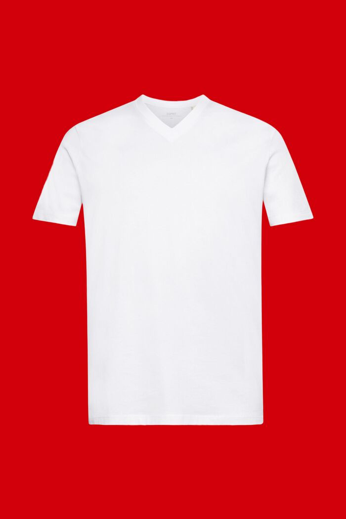 V-ringad T-shirt i bomull med smal passform, WHITE, detail image number 6