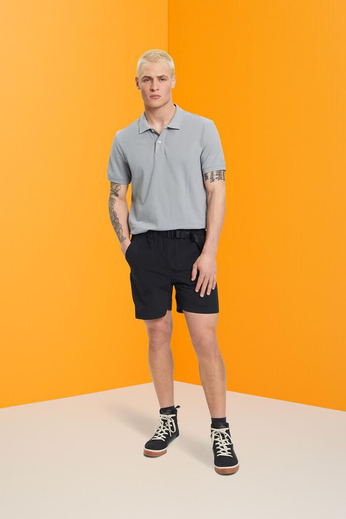 Shorts med integrerat bälte, BLACK, detail image number 5