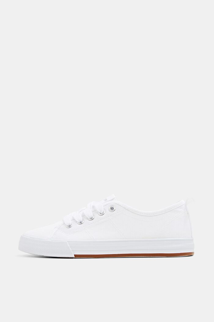 Sneakers i canvas, WHITE, overview