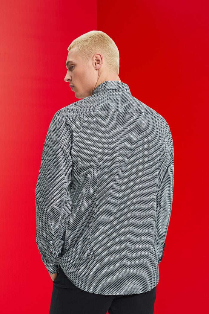 Helmönstrad skjorta med smal passform, DARK TEAL GREEN, detail image number 3