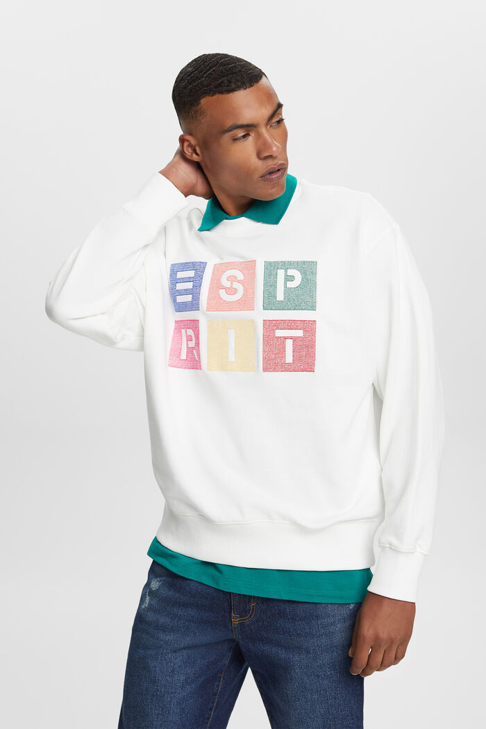 Sweatshirt med logo i ekologisk bomull, OFF WHITE, detail image number 0