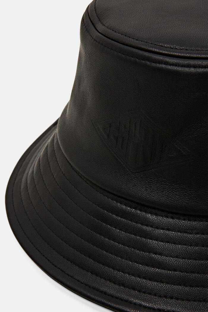 Fiskarhatt i skinn med logo, BLACK, detail image number 1