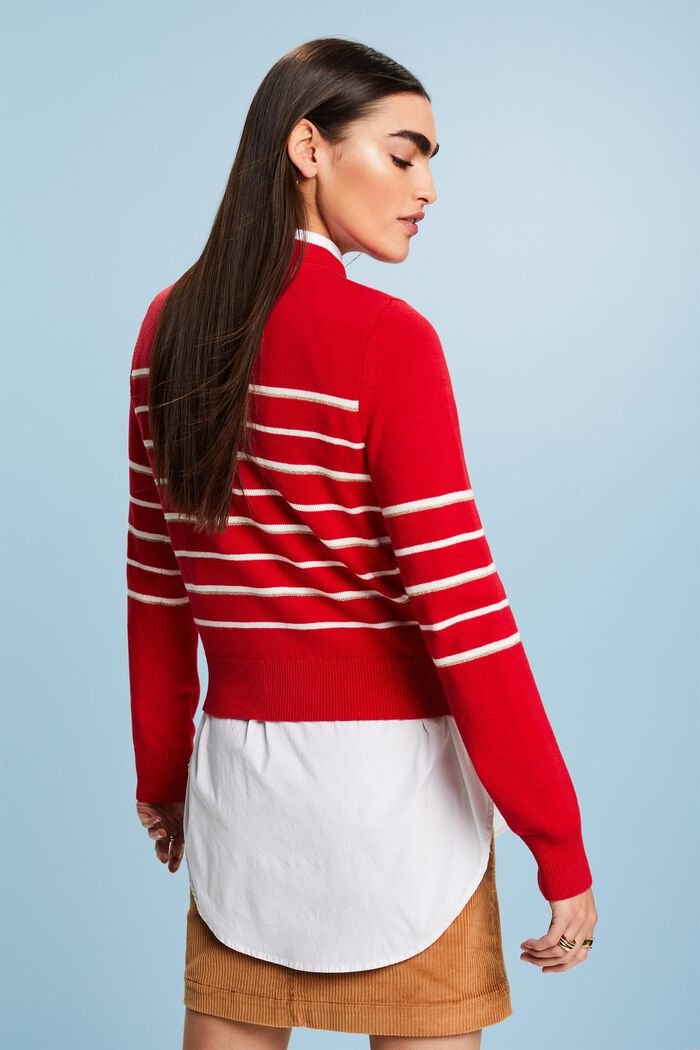 Randig stickad tröja med kaschmir, RED, detail image number 1